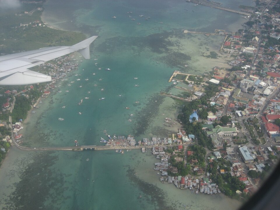 Aerial view of the coast of Tagbilaran City and Dauis, Bohol