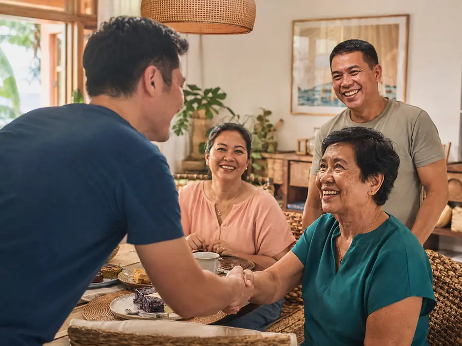 Family sharing time and conversation in the Philippines