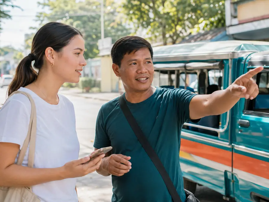 A conversation about directions beside local transport